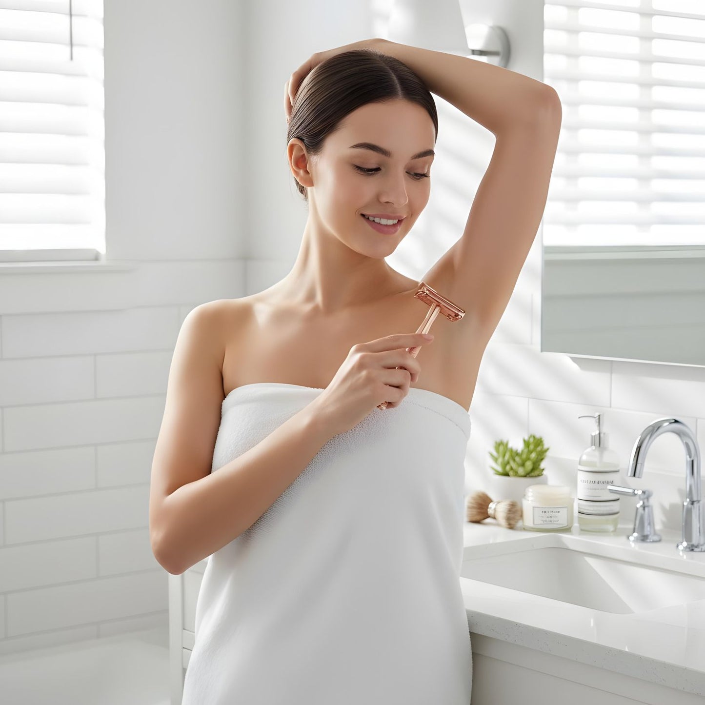 Women's Single Blade Safety Razor - Metal Reusable Razor for Sensitive Skin & Legs