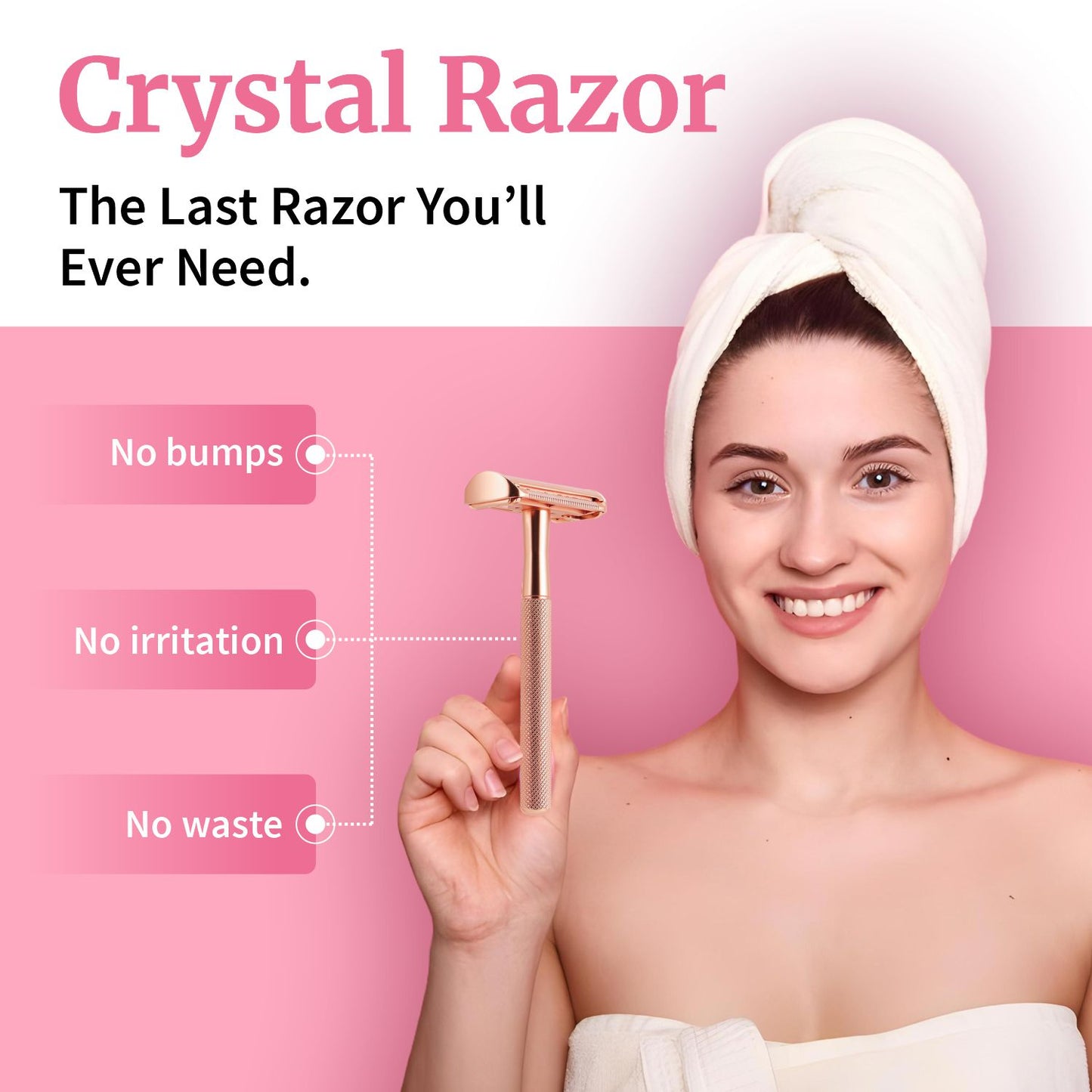 Women's Single Blade Safety Razor - Metal Reusable Razor for Sensitive Skin & Legs