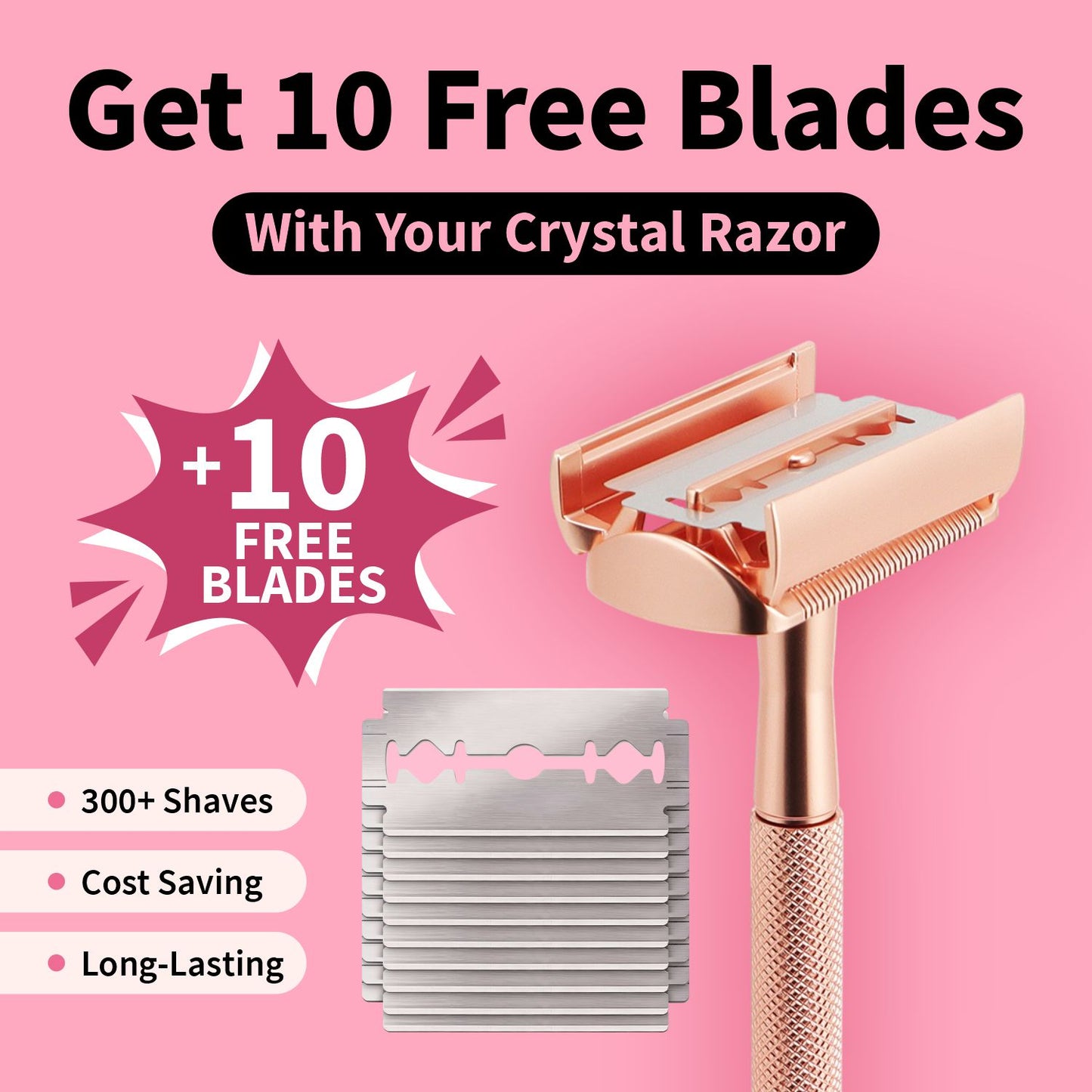 Women's Single Blade Safety Razor - Metal Reusable Razor for Sensitive Skin & Legs