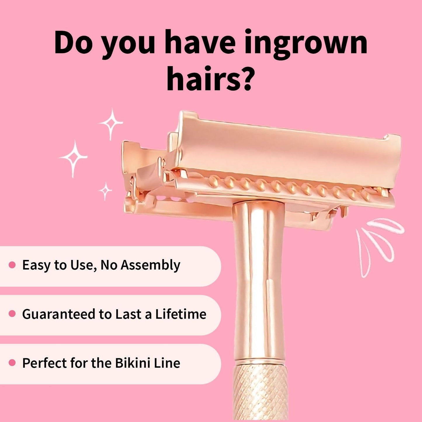 Women's Single Blade Safety Razor - Metal Reusable Razor for Sensitive Skin & Legs